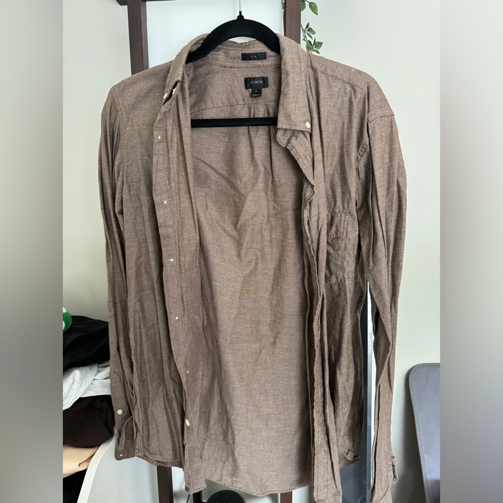 J Crew Brown Tan Collared Shirt